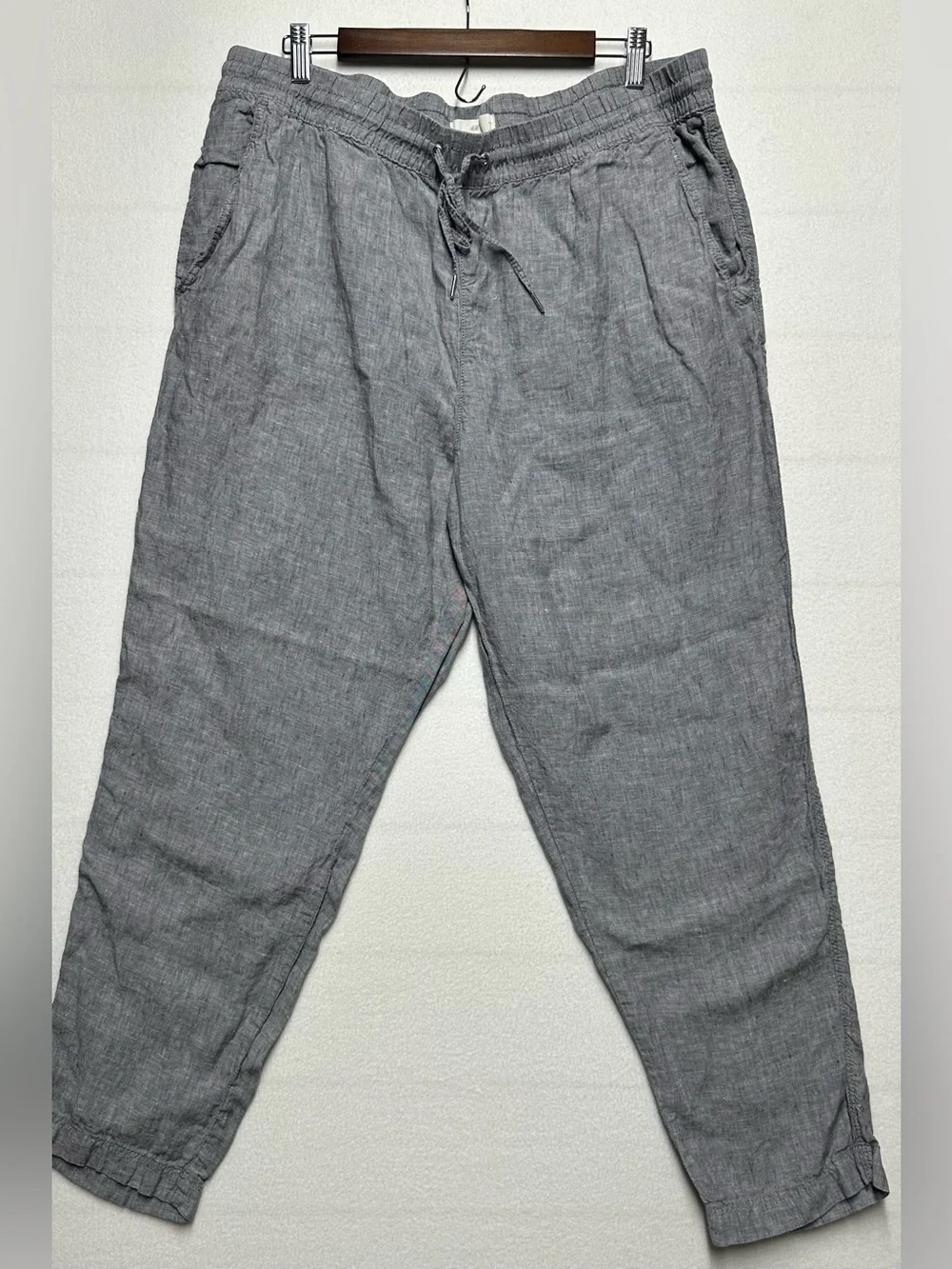 H&M 100% Linen Pants Gray Men’s XL – 41x29 Lightweight Casual